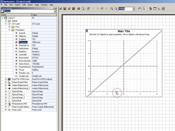 Optical System - Figure 15 - View of the report page with Frequency parameter being dropped at the graph