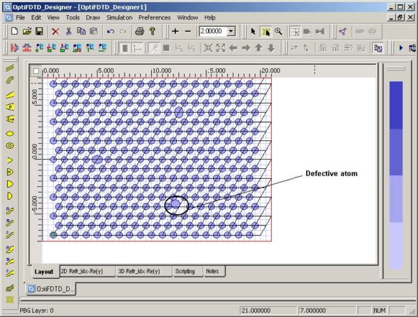 FDTD - Figure 94 Defective atom at Cell 3,0,10