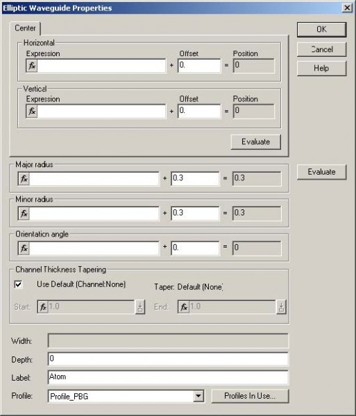 FDTD - Figure 87 Elliptic Waveguide Properties dialog box