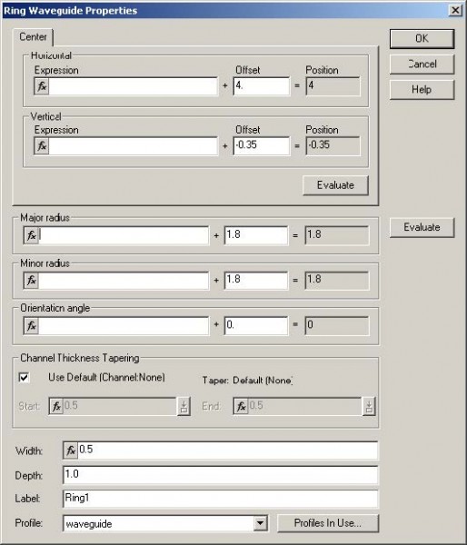 FDTD - Figure 16 Ring Waveguide Properties dialog box 4 Type