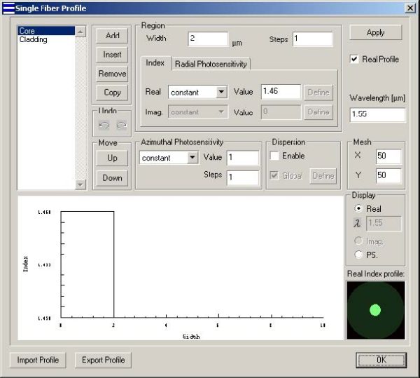 Optical Grating - Single Fiber Profile